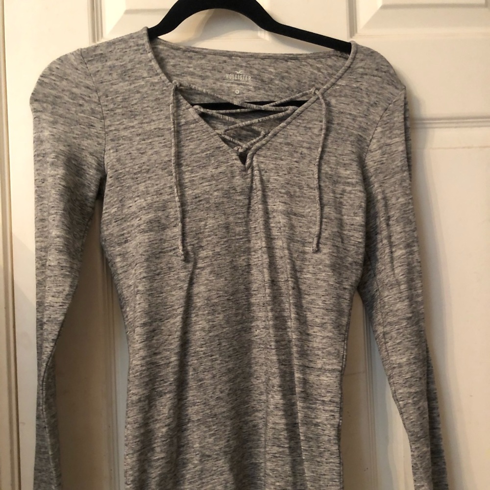 Hollister long sleeve cross tie up neck